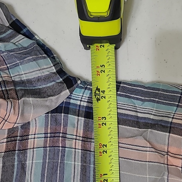 NWT Lane Bryant Blue & Pink Plaid Button-up Blouse with elastic waist size 18/20 - Picture 6 of 7